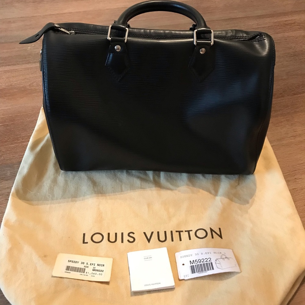 Louis Vuitton Black Epi Leather Speedy 30 Bag